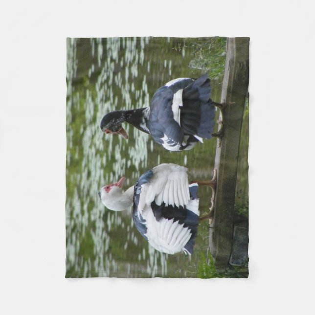 Muscovy Ducks Sitting On Ornament Fleece Blanket (Front)
