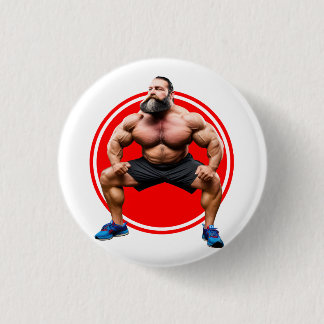 Muscular Bearded 1 Inch Round Button