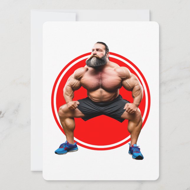 Muscular Bearded Invitation (Front)