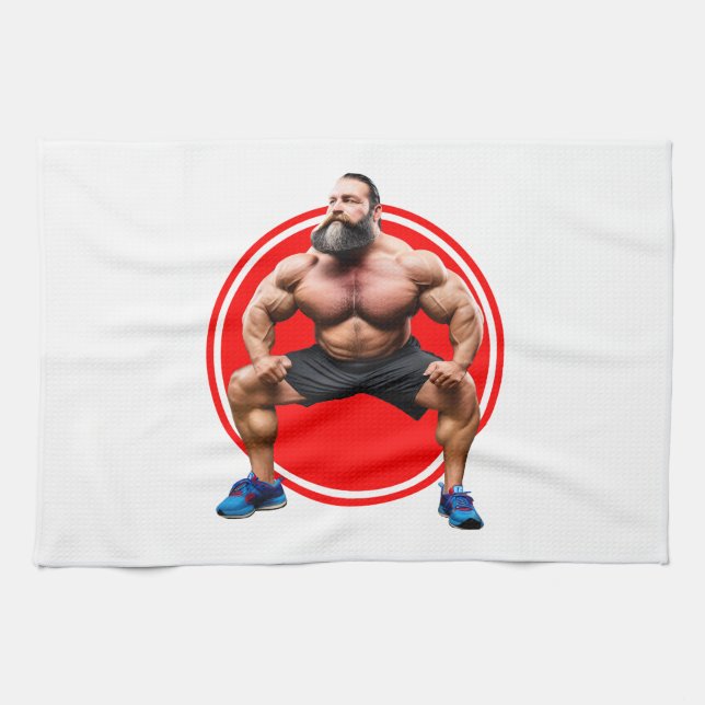 Muscular Bearded Kitchen Towel (Horizontal)
