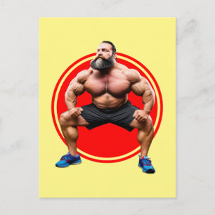 Muscular Bearded Postcard