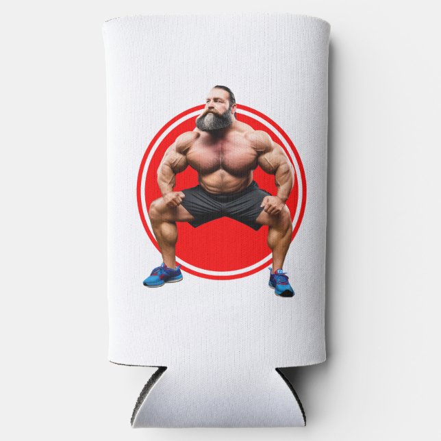 Muscular Bearded Seltzer Can Cooler (Front)