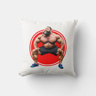 Muscular Bearded Throw Pillow