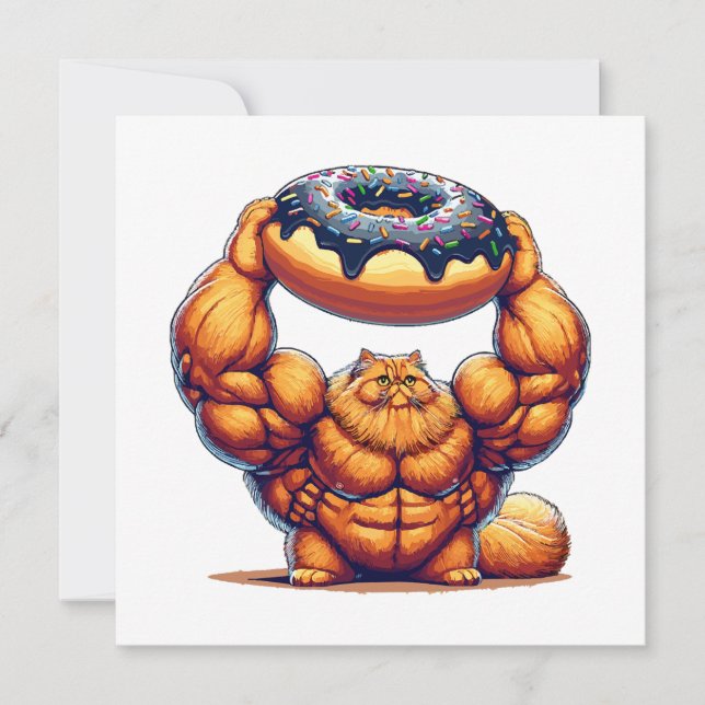 Muscular Cat Lifting Doughnut (Front)