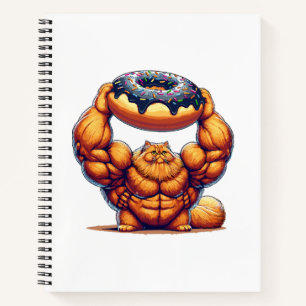 Muscular Cat Lifting Doughnut Notebook