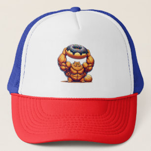Muscular Cat Lifting Doughnut Trucker Hat