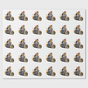Muscular Dinosaur Punk Rock Raptor Chopper Rider Wrapping Paper