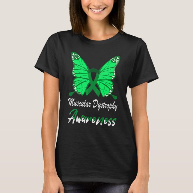 Muscular Dystrophy Awareness Butterfly Green Ribbo T-Shirt (Front)