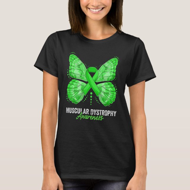 Muscular Dystrophy Awareness Month Gloves Green Ri T-Shirt (Front)