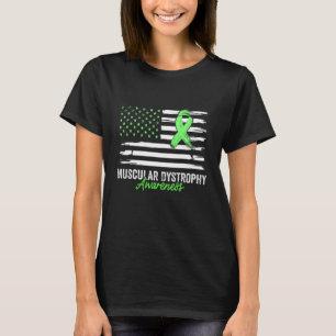 Muscular Dystrophy Awareness Month Usa Flag Green  T-Shirt