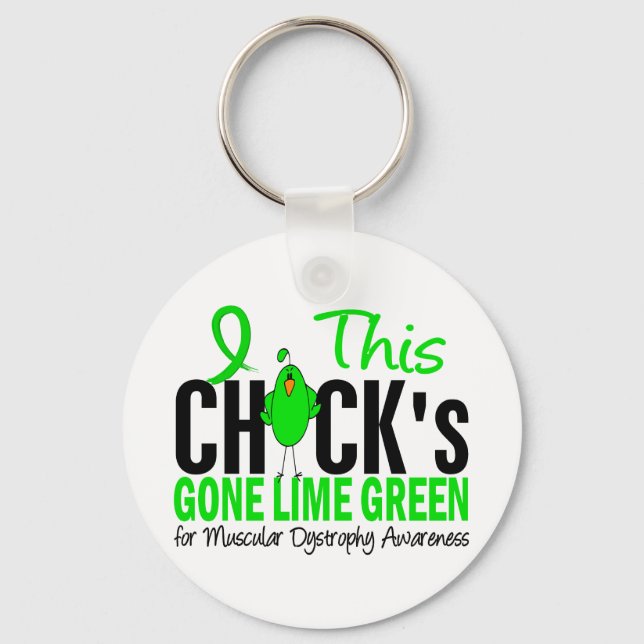 Muscular Dystrophy Chick Gone Lime Green Keychain (Front)