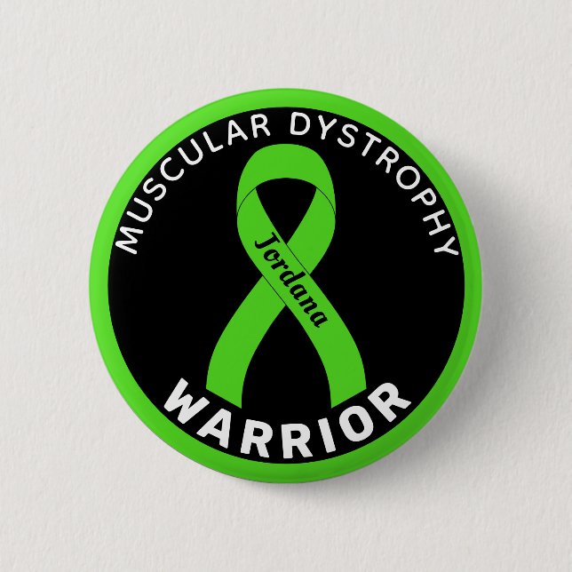 Muscular Dystrophy Warrior Ribbon Black Button (Front)