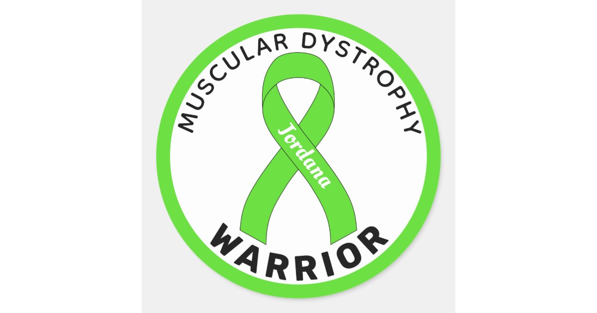 Muscular Dystrophy Warrior Ribbon White Classic Round Sticker | Zazzle