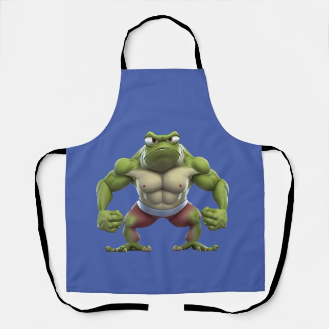 Muscular Frog, Strong Muscular Bodybuilding Frog Apron (Front)