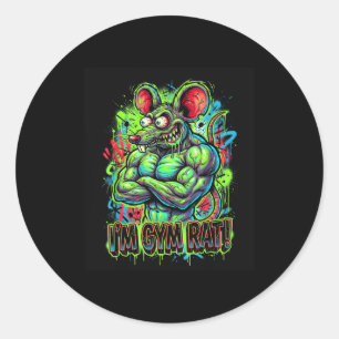 Muscular Gym Rat Bodybuilder Graffiti Workout Fitn Classic Round Sticker