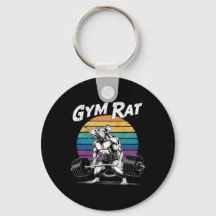 Muscular Gym Rat Weightlifting Bodybuilding Workou Keychain