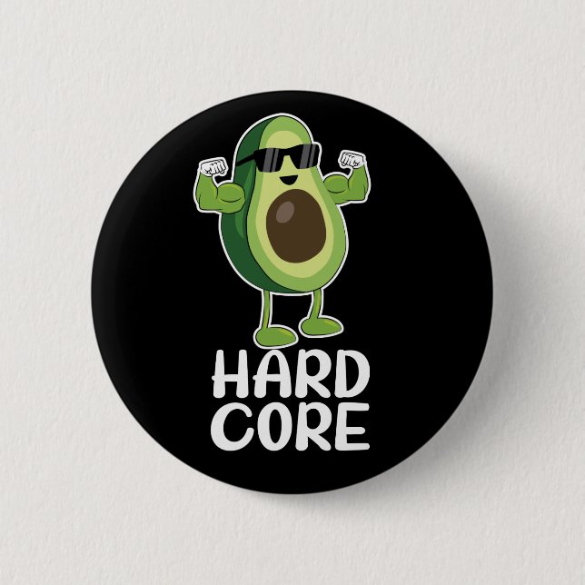 Muscular Hardcore Avocado Funny 2 Inch Round Button (Front)