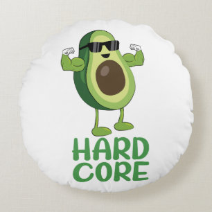 Muscular Hardcore Avocado Funny Round Pillow