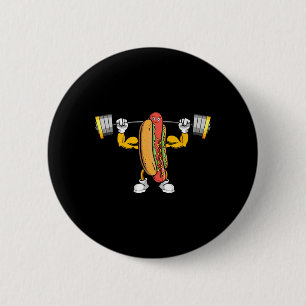 Muscular Hot Dog Deadlift Bodybuilding Fitness Fit 2 Inch Round Button