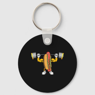 Muscular Hot Dog Deadlift Bodybuilding Fitness Fit Keychain