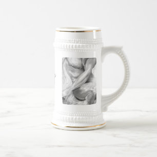 Muscular Male Torso & Initials Original Art Sketch Beer Stein