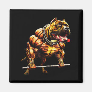 Muscular Pitbull Powerlifting Beast Gym Animal Str Magnet