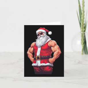 Muscular Santa Claus Bodybuilding Fitness Gym Chri Card