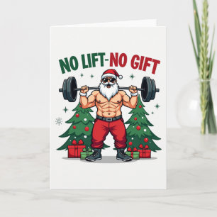 Muscular Santa Lifting Weights No Gift Gym Card