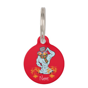 Muscular Snowman Tropical Vacation Thunder_Cove Pet Tag