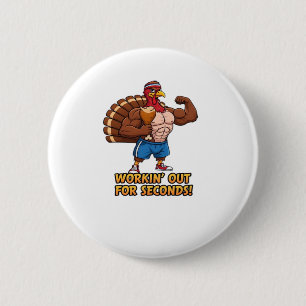 Muscular Turkey Gym Champion Funny Thanksgiving Cl 2 Inch Round Button