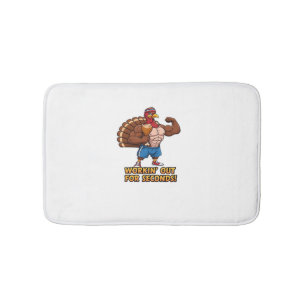 Muscular Turkey Gym Champion Funny Thanksgiving Cl Bath Mat