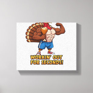 Muscular Turkey Gym Champion Funny Thanksgiving Cl Canvas Print