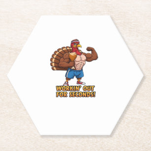 Muscular Turkey Gym Champion Funny Thanksgiving Cl Paper Coaster