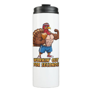 Muscular Turkey Gym Champion Funny Thanksgiving Cl Thermal Tumbler