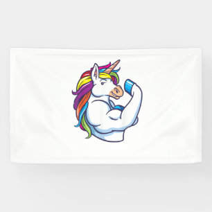Muscular Unicorn - Funny Magical Fitness Bodybuild Banner