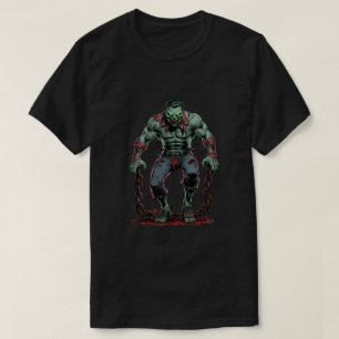 Muscular Zombie with Chains – Horror T-Shirt Desig