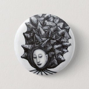 Muse in a shell (surrealism) 2 inch round button