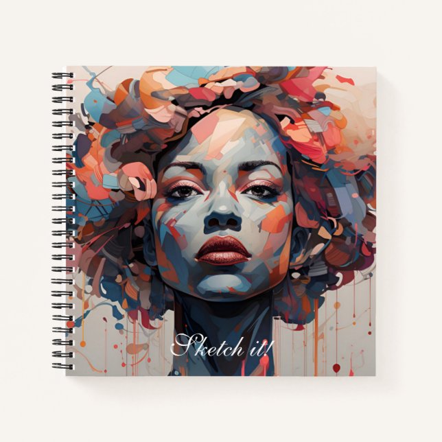 Muse in Lines: Artistic Female Sketchbook Notebook (Front)