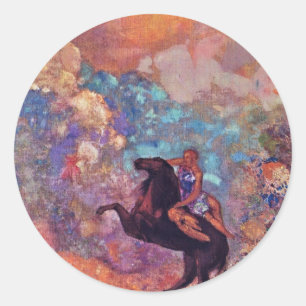 Muse On Pegasus By Redon Odilon (Best Quality) Classic Round Sticker