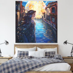 Muse sous la lune à Venise – Toile de fantaisie su