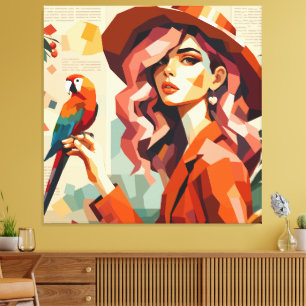 Muse tropicale avec impression sur toile de perroq