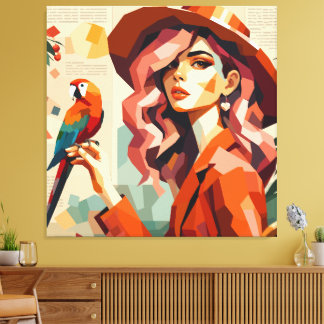 Muse tropicale avec impression sur toile de perroq