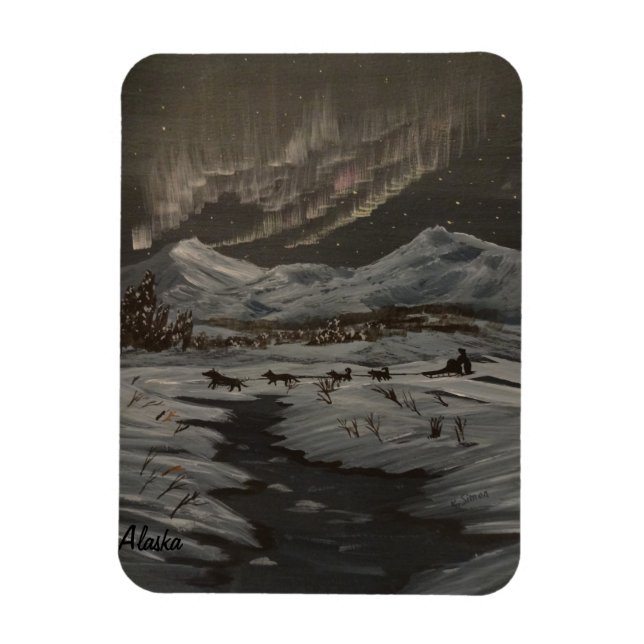 Mushing Aurora Magnet (Vertical)