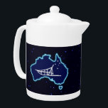Mushing Down Under<br><div class="desc">A simple white silhouette of a dog sled and the Southern Cross superimposed on a blue map of Australia. All on a starfield background. Who would have thunk it? Mushing upside down in Oz. Dog sledding is quite popular in Australia. At Mount Hotham in Victoria there is a big race...</div>