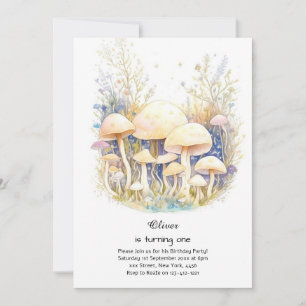 Mushroom 1st Birthday Invitation