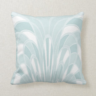 Mushroom Abstract - Art Deco - Aqua Throw Pillow
