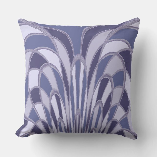 Mushroom Abstract - Art Deco - blueberry Throw Pillow (Front)