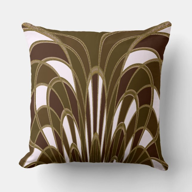 Mushroom Abstract - Art Deco - Cattail Throw Pillow (Front)