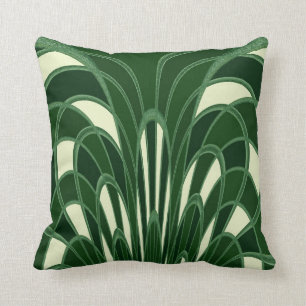 Mushroom Abstract - Art Deco - Green Throw Pillow