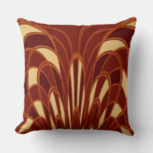 Mushroom Abstract - Art Deco - Harvest Throw Pillow
